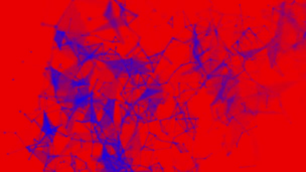 Partículas Azules Están Volando Lentamente Sobre Fondo Rojo Renderizado — Vídeos de Stock
