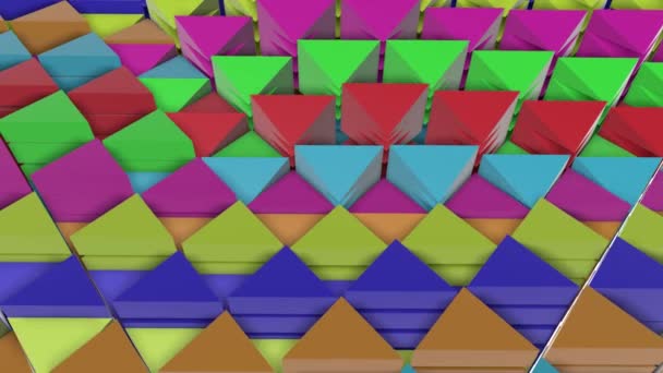 アニメーションのカラフルなピラミッド 虹の背景を抽象化します のレンダリング — ストック動画