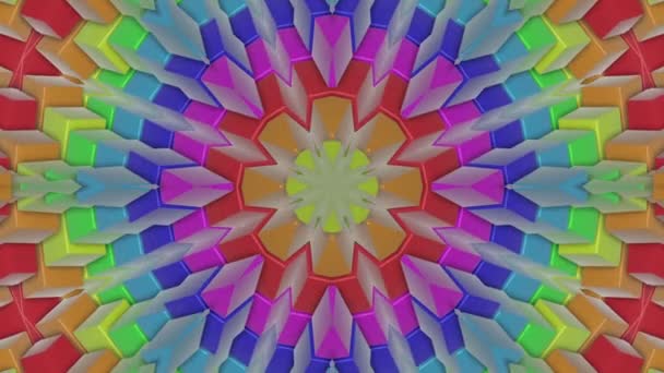 Multicolored Abstract Animated Patterns Kaleidoscope Background Render — Stock Video