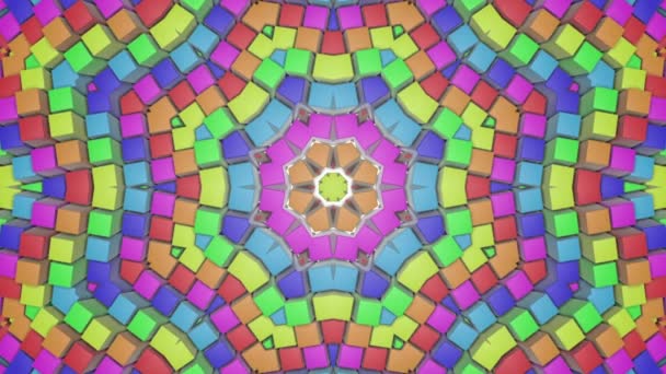 色とりどりの抽象的なアニメーション パターン 万華鏡のバック グラウンド のレンダリング — ストック動画
