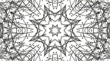 siyah soyut animasyon desen. kaleydoskop arka plan. 3D render