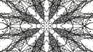 siyah soyut animasyon desen. kaleydoskop arka plan. 3D render