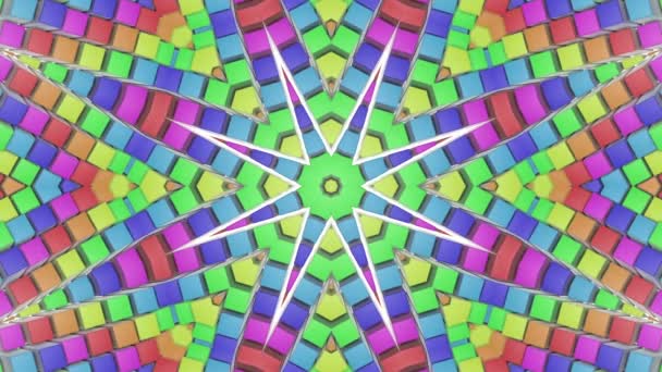 Pestrobarevné Abstraktní Animovaný Vzory Kaleidoskop Pozadí Vykreslování — Stock video