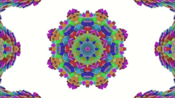 Multicolored Abstract Animated Patterns Kaleidoscope Background Render — Stock Video