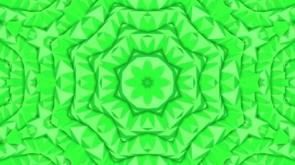 Green Abstract Animated Patterns Kaleidoscope Background Render — Stock Video