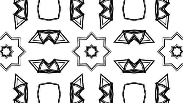 Schwarze Abstrakte Animierte Muster Kaleidoskop Hintergrund Darstellung — Stockvideo