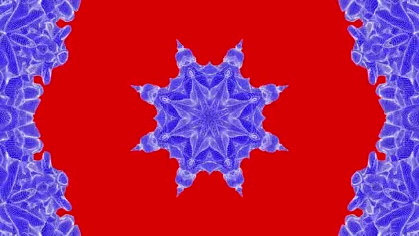 Rojo Azul Abstracto Dibujos Animados Caleidoscopio Fondo Renderizar — Vídeo de stock