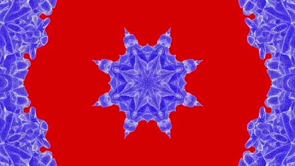 Rouge-bleu motifs abstraits animés kaléidoscope fond. 3d rendu 