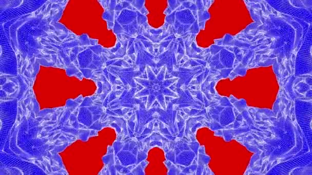 Rot Blau Abstrakte Animierte Muster Kaleidoskop Hintergrund Darstellung — Stockvideo