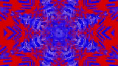 Kırmızı-Mavi Soyut animasyon desenler kaleydoskop arka plan. 3D render