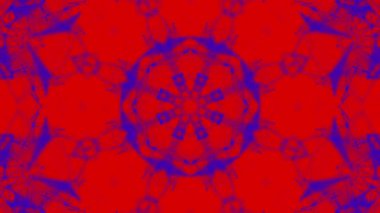 Kırmızı-Mavi Soyut animasyon desenler kaleydoskop arka plan. 3D render