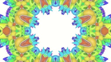 Üç boyutlu animasyonlu arka plan. kaleydoskop desenleri. 3D render