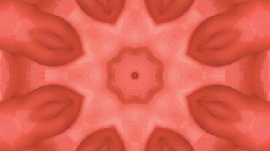 Mercan rengi animasyonlu soyut desenler. kaleydoskop desenleri. 3D render