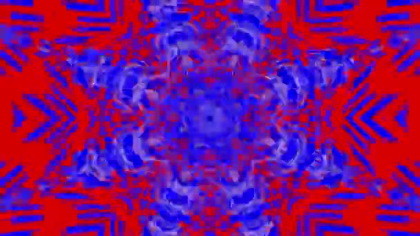 Rot Blau Abstrakte Animierte Muster Kaleidoskop Hintergrund Darstellung — Stockvideo