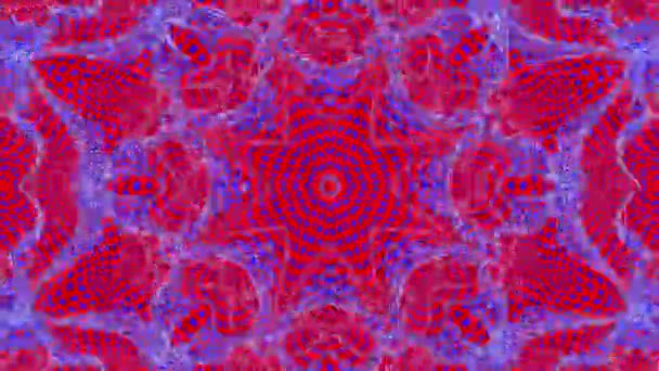 Red Blue Abstract Animated Patterns Kaleidoscope Background Render — Stock Video