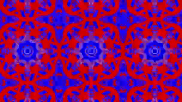 Red Blue Abstract Animated Patterns Kaleidoscope Background Render — Stock Video