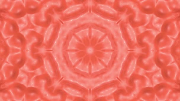 珊瑚颜色的动画抽象图案 万花筒图案 — 图库视频影像