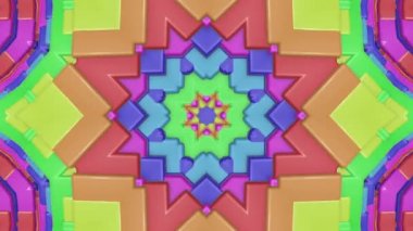 Çok renkli animasyonlu desen. Soyut kaleydoskop arka plan. 3D render