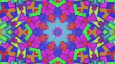 Çok renkli animasyonlu desen. Soyut kaleydoskop arka plan. 3D render