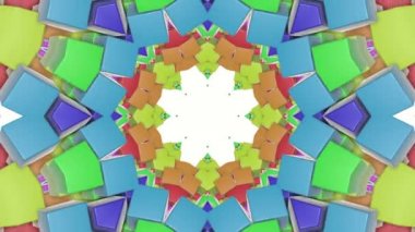 Çok renkli animasyonlu desen. Soyut kaleydoskop arka plan. 3D render