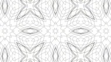 Siyah beyaz bir arka plan desen animasyon. Soyut kaleydoskop arka plan. 3D render