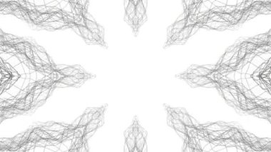 Siyah beyaz bir arka plan desen animasyon. Soyut kaleydoskop arka plan. 3D render