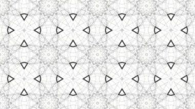 Siyah beyaz bir arka plan desen animasyon. Soyut kaleydoskop arka plan. 3D render
