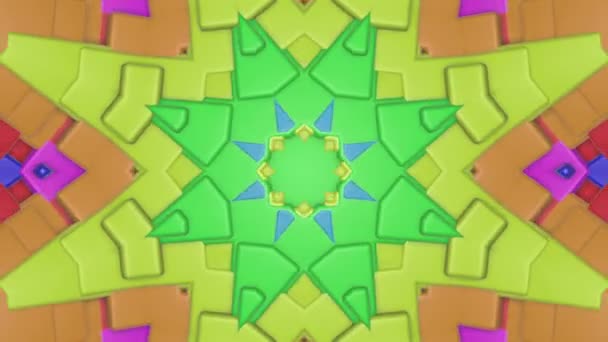 Animovaný Vícebarevný Vzor Abstraktní Pozadí Kaleidoskop Vykreslování — Stock video