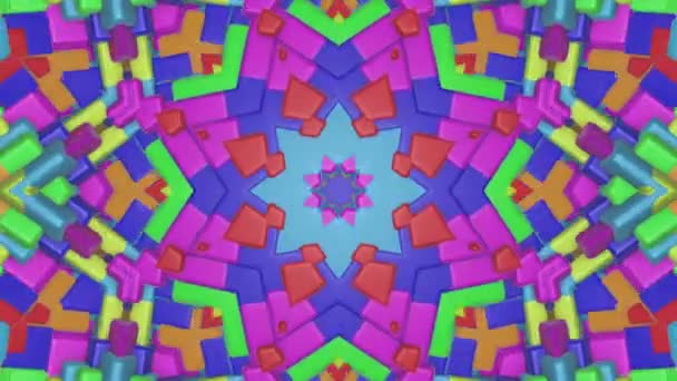 Multicolored Animated Pattern Abstract Kaleidoscope Background Render — Stock Video