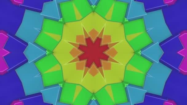 Multicolored Animated Pattern Abstract Kaleidoscope Background Render — Stock Video