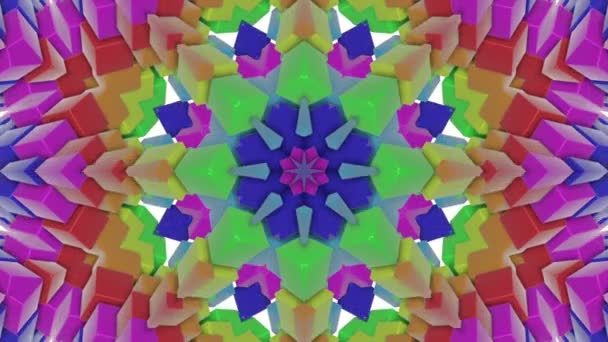 Multicolored Animated Pattern Abstract Kaleidoscope Background Render — Stock Video