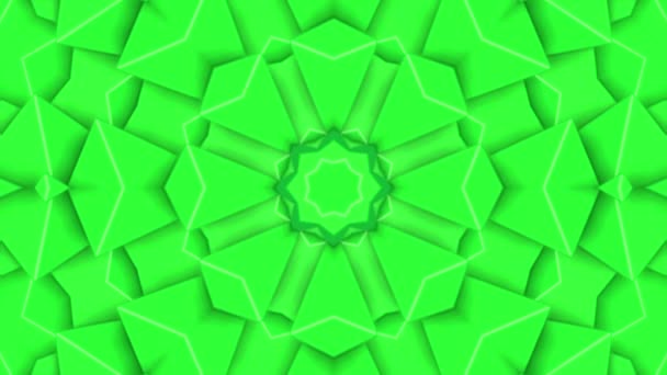 Green Abstract Animated Patterns Kaleidoscope Background Render — Stock Video