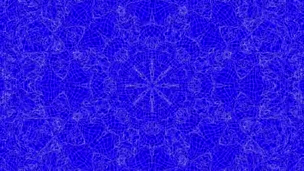 Blue Abstract Animated Patterns Kaleidoscope Background Render — Stock Video