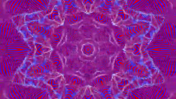 Red Blue Animated Patterns Abstract Kaleidoscope Background Render — Stock Video