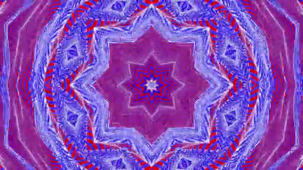 Rot Blau Animierte Muster Abstrakter Kaleidoskop Hintergrund Darstellung — Stockvideo