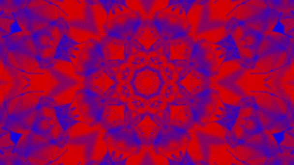 Red Blue Animated Patterns Abstract Kaleidoscope Background Render — Stock Video