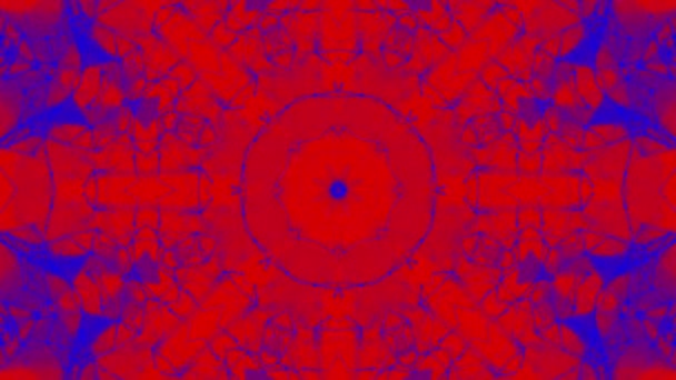 Red Blue Animated Patterns Abstract Kaleidoscope Background Render — Stock Video