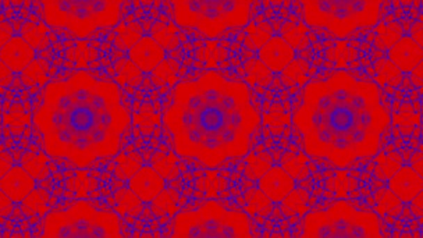 Червоно Сині Анімовані Візерунки Абстрактний Калейдоскопний Фон Візуалізація — стокове відео