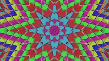 çok renkli çiçek dürbünü desen yavaş yavaş hareket ediyor. Soyut animasyon. 3D render