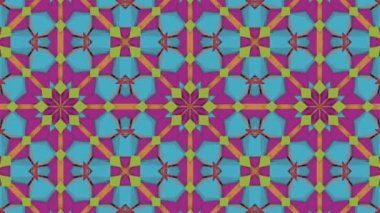 çok renkli çiçek dürbünü desen yavaş yavaş hareket ediyor. Soyut animasyon. 3D render