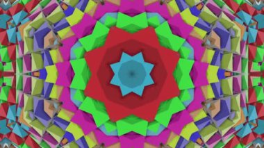 çok renkli çiçek dürbünü desen yavaş yavaş hareket ediyor. Soyut animasyon. 3D render