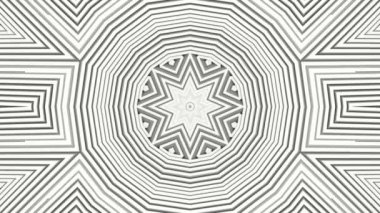 Beyaz arka plan üzerinde siyah kaleydoskop desen taşır. Soyut animasyon. 3D render