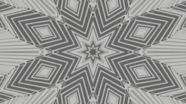 Beyaz arka plan üzerinde siyah kaleydoskop desen taşır. Soyut animasyon. 3D render