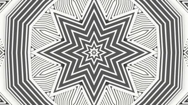Black Kaleidoscope Pattern Moves White Background Abstract Animation Render — Stock Video