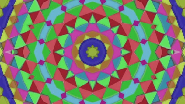 Multicolored Kaleidoscope Pattern Slowly Moving Abstract Animation Render — Stock Video