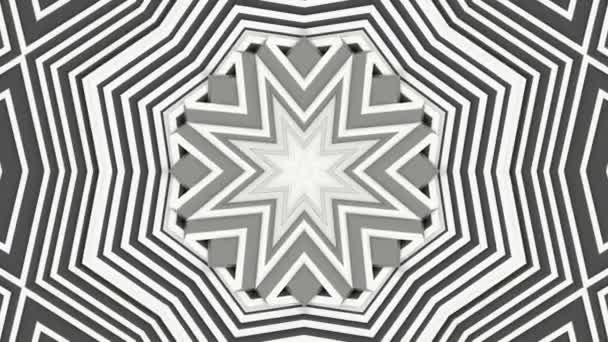 黒カレイド スコープのパターンは白い背景の上に移動します 抽象アニメーション のレンダリング — ストック動画