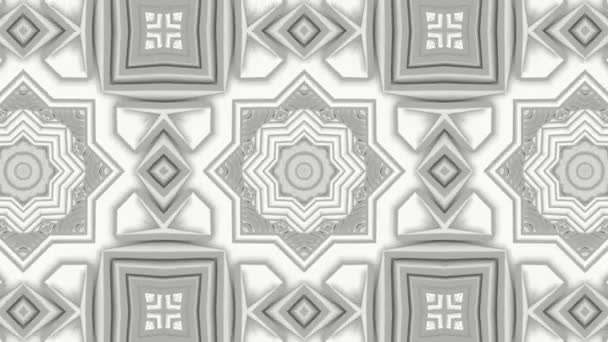 Black Kaleidoscope Pattern Moves White Background Abstract Animation Render — Stock Video