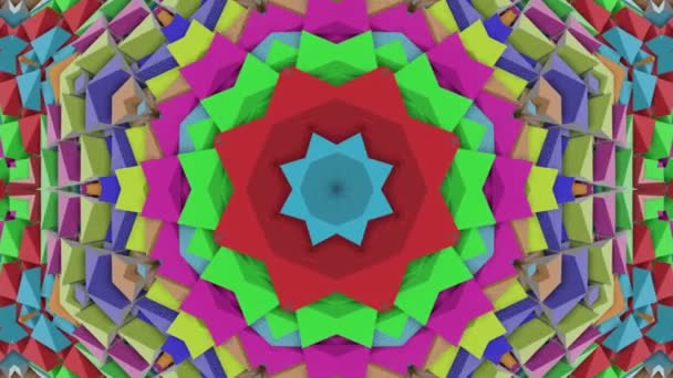 Multicolored Kaleidoscope Pattern Slowly Moving Abstract Animation Render — Stock Video