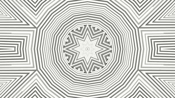 Modèle kaléidoscope noir se déplace sur fond blanc. animation abstraite. 3d rendu 