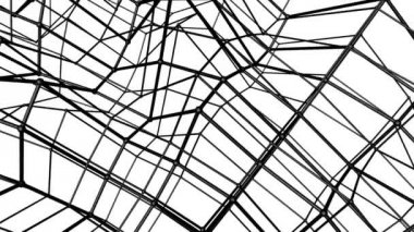 yavaş yavaş deforme beyaz bir arka plan üzerinde siyah soyutlama üç boyutlu kafes. animasyonlu arka plan. 3D render